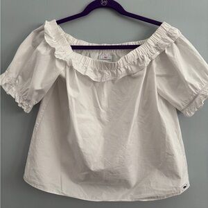 Vineyard Vines Cream Ruffled Off the Shoulder Blouse